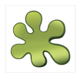 A drawing of an irregularly shaped green blob.
