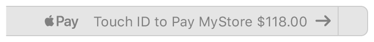 A screenshot of the Touch Bar requesting Touch ID for an Apple Pay transaction.