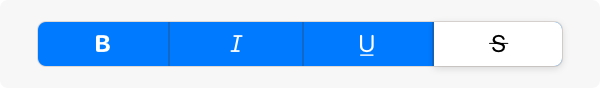 A partial screenshot of a segmented control that consists of four font types. Three of the four options are selected.