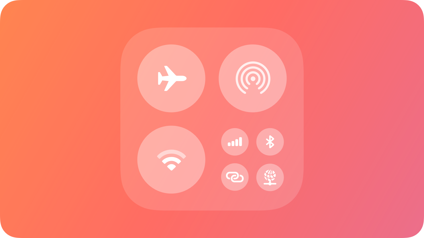 A partial screenshot of controls in Control Center, such as the Airplane Mode toggle, Wi-Fi toggle, and AirPlay button. The image is tinted red to subtly reflect the red in the original six-color Apple logo.