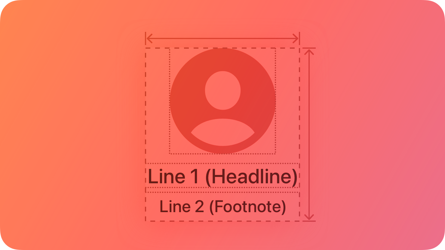 A stylized representation of a person icon above a line of headline text and a line of footnote text. The image is tinted red to subtly reflect the red in the original six-color Apple logo.