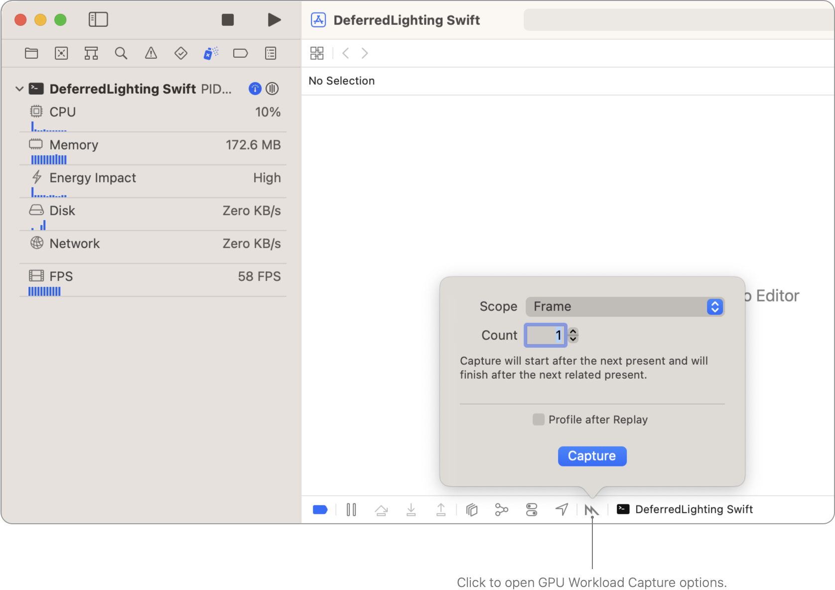 Capturing a Metal workload in Xcode Apple Developer Documentation