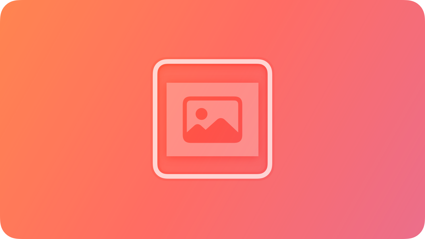 A stylized representation of an image well. The image is tinted red to subtly reflect the red in the original six-color Apple logo.