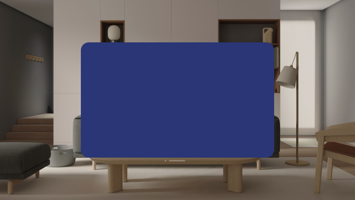 An illustration of a field of view in visionOS with a window in the center. The window has an opaque background that obstructs its surroundings.