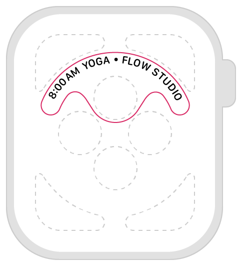 Diagram showing the size and position of a graphic bezel complication.