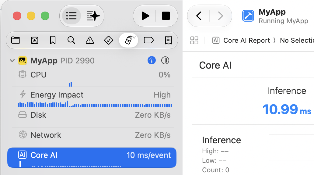 Monitoring model performance with the debug gauge | Apple Developer ...