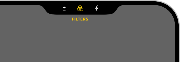 A partial screenshot of the Camera Control overlay displaying a camera filters control that uses the camera.filters symbol.
