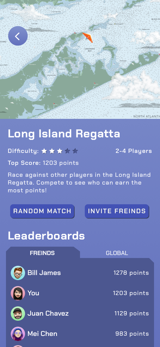 An iPhone screenshot of the game The Coast with the Game Overlay open, showing the in-game UI starting a multiplayer activity.