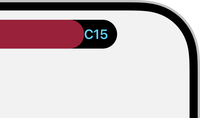 An illustration that shows text in the Dynamic Island with heavier weights and legible size.