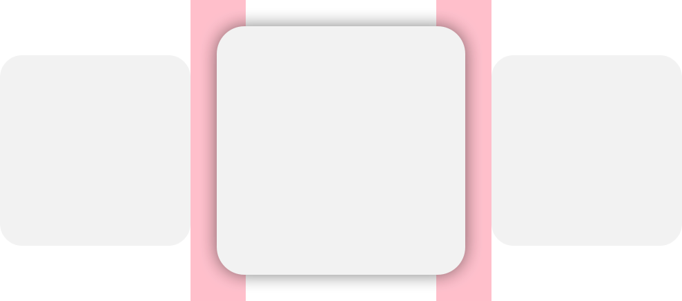 An illustration that uses vertical shaded rectangles to show padding between focusable items.