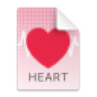 Pixelated image of the heart document icon. The grid, the EKG line, the heart shape, and the word heart are visible but blurry.