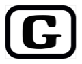 The letter G, inside a black rectangle with rounded corners.