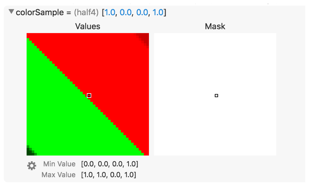 Screenshot of an inspected color sample's graphical rendering.
