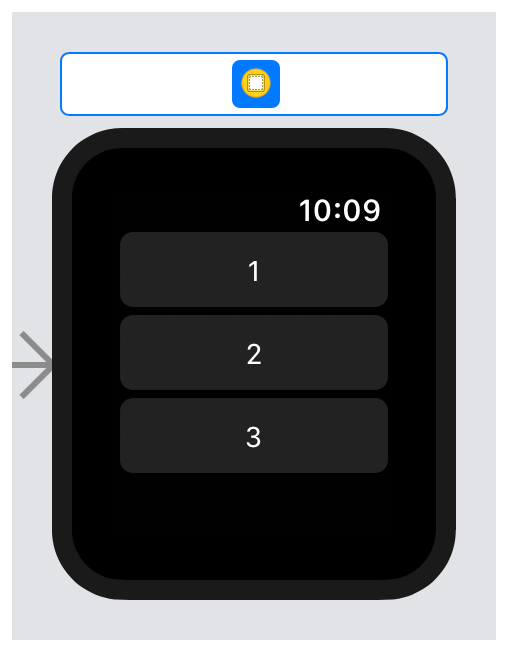 A screenshot of a storyboard scene with three buttons stacked horizontally.