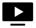 A white triangle pointing to the right, inside a stylized black television.