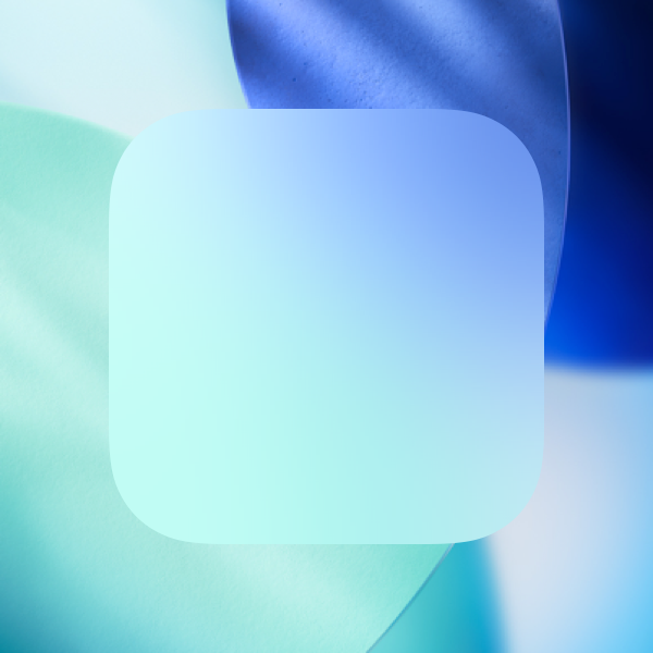An illustration of the iOS and iPadOS ultraThin material above a colorful background. Where the material overlaps the background, it provides a diffuse gradient of the background colors.