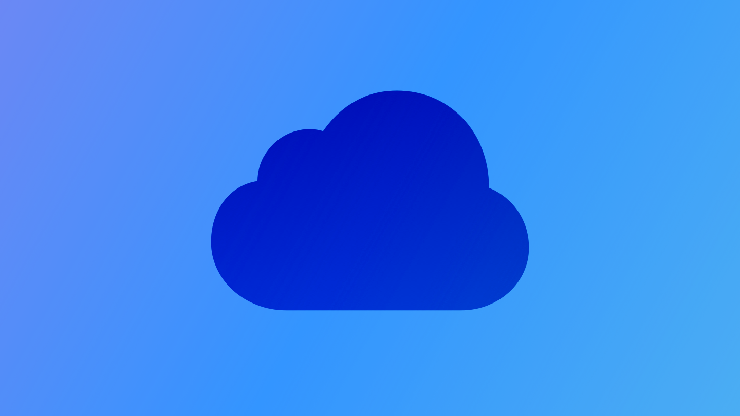 A sketch of the iCloud icon. The image is tinted blue to subtly reflect the blue in the original six-color Apple logo.