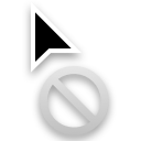 A small pointer arrowhead with a do not enter symbol underneath.