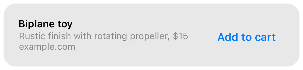 Screenshot of a banner featuring a custom hyperlink that reads "Add to cart".