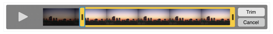 Single image with multiple video frames selected and Trim button in an enabled state.