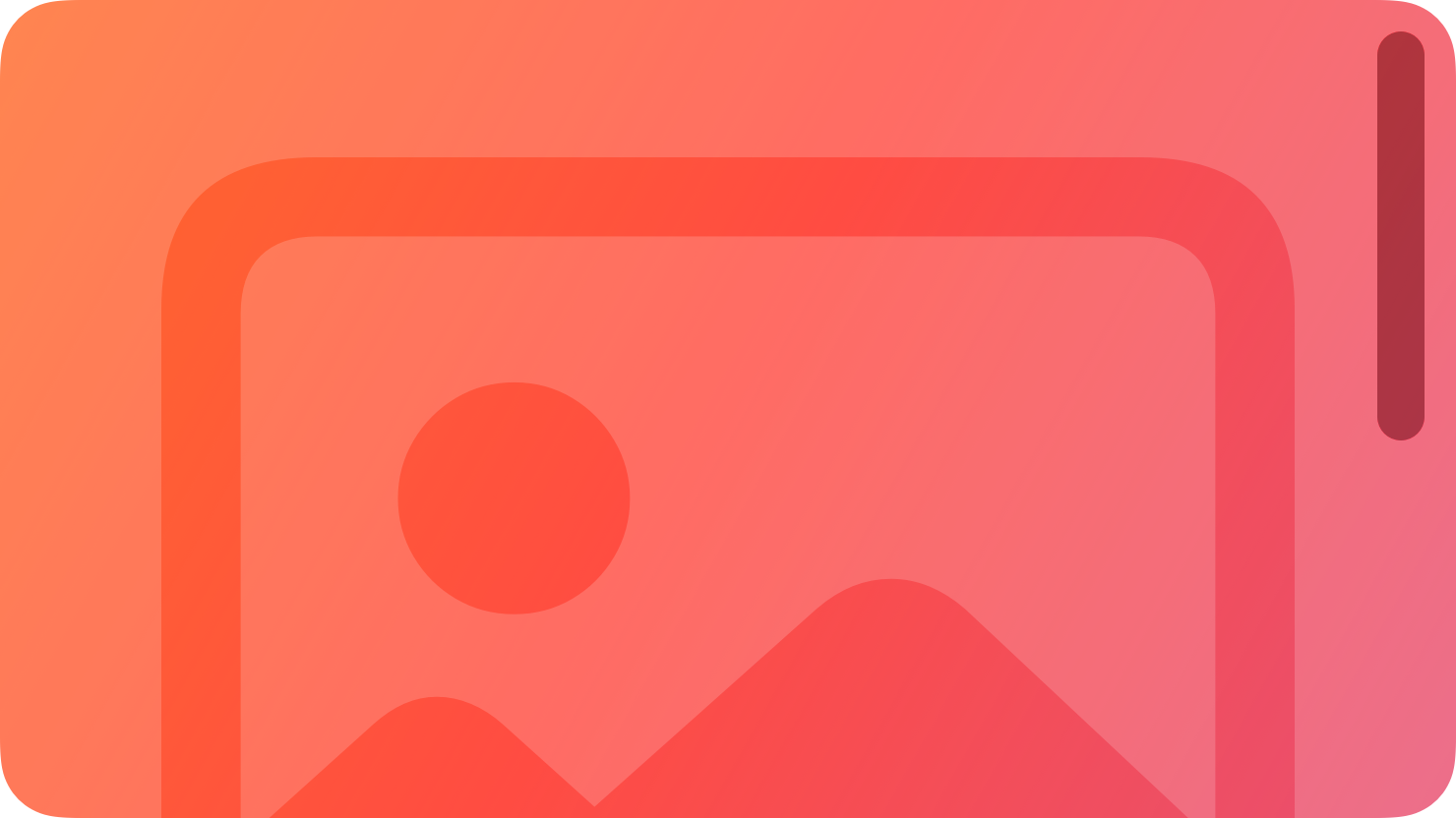 A stylized representation of a scrollable image view. The image is tinted red to subtly reflect the red in the original six-color Apple logo.