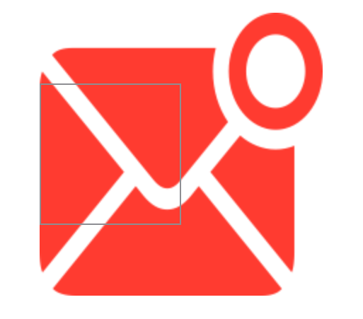 A screenshot showing a 100x100 pixel red envelope scaled up to 2x the size of its view.