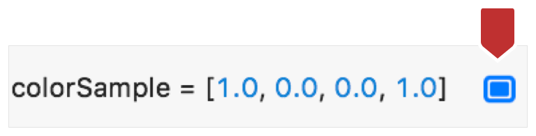 Screenshot of a variable in the shader source right pane with its inspection block marked by a callout.