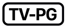 The phrase T V dash P G, inside a black rectangle with rounded corners.