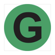 A black letter G, inside a green-filled circle.
