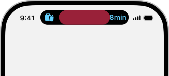 An illustration that shows the compact presentation of a Live Activity in the Dynamic Island on iPhone.