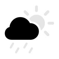 An image of the cloud sun rain fill symbol. The cloud is black and the raindrops and sun are gray to indicate that the cloud is in the primary layer.