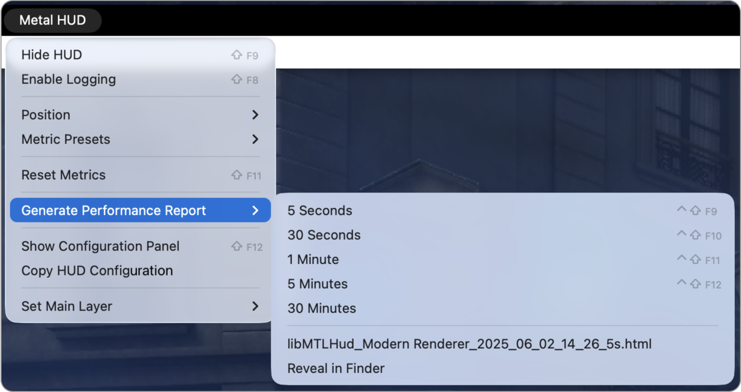 Generating performance reports with the Metal Performance HUD | Apple ...