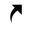 A curved arrow, pointing up and to the right.