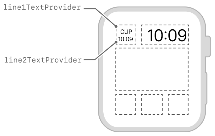 Diagram showing the layout of two small rows of text.