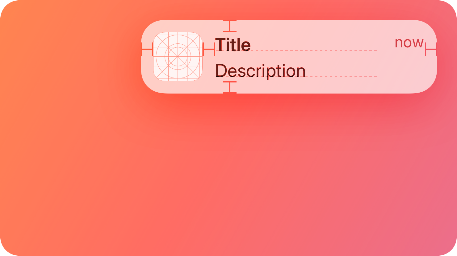 A stylized representation of a notification mockup. The image is tinted red to subtly reflect the red in the original six-color Apple logo.