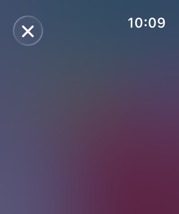 A screenshot that shows a top toolbar with the default Cancel button at the top of the screen on Apple Watch.