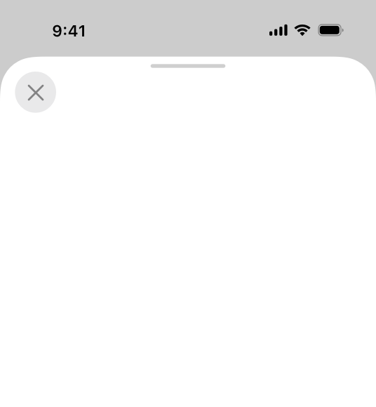 An illustration of the top half of a sheet on iPhone. A Cancel button appears in the top-left corner of the view.