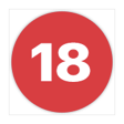 A white number eighteen, inside a red-filled circle.