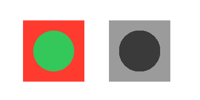 The example below shows two views: the first is a red square with an overlaid green circle; the second is a copy of the first view with where the luminanceToAlpha() modifier transforms the view’s brightness levels into an equivalent grayscale version of the view.