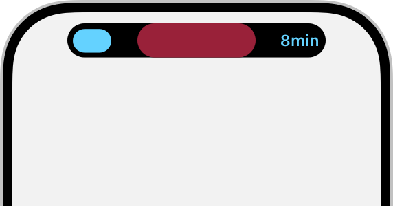 An illustration that shows a compact presentation that appears unbalanced and too wide because it uses padding around the TrueDepth camera.