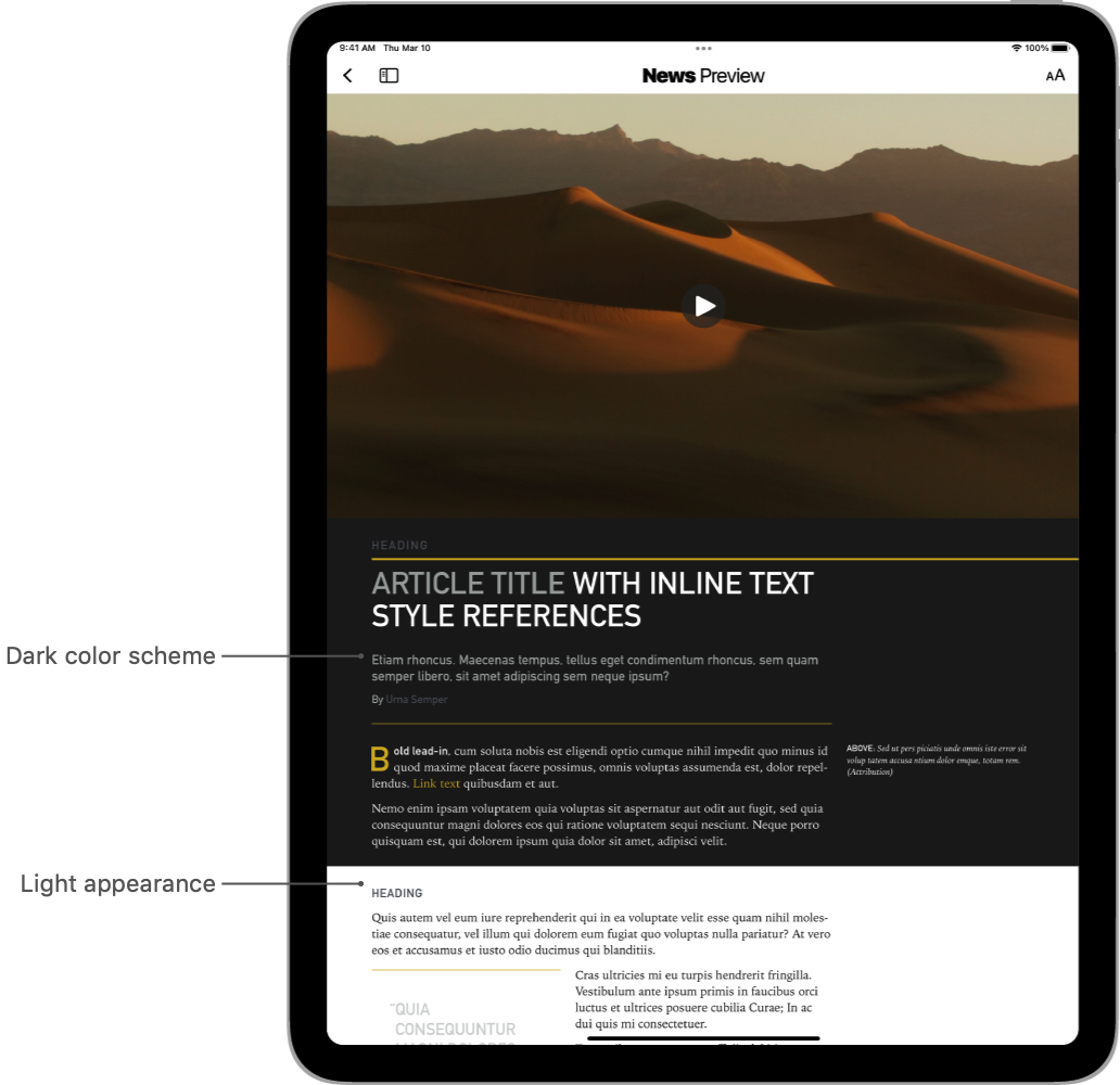 Giving the Article a Dark Color Scheme | Apple Developer Documentation
