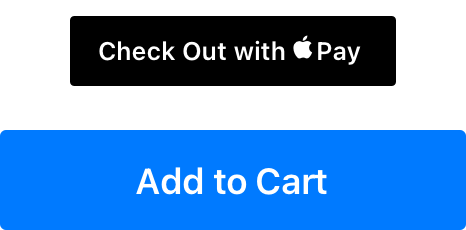 An illustration showing an Apple Pay button positioned incorrectly at a smaller size above a larger custom Add to Cart button.