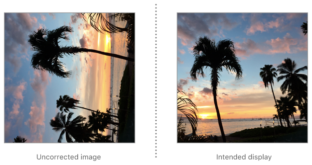 To correct an image with leftMirrored orientation for display, rotate it 90° clockwise then flip it horizontally.