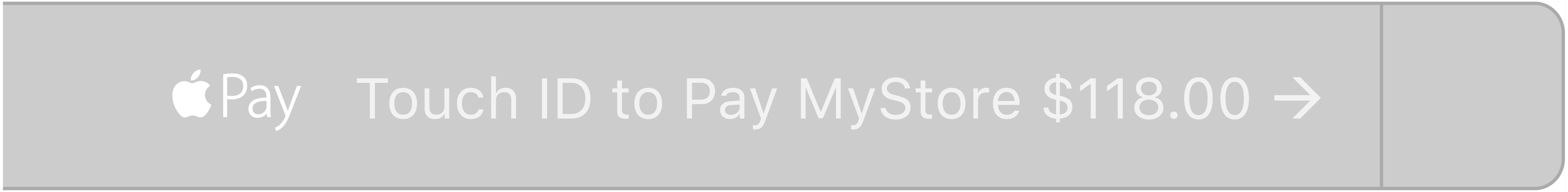 A screenshot of the Touch Bar requesting Touch ID for an Apple Pay transaction.