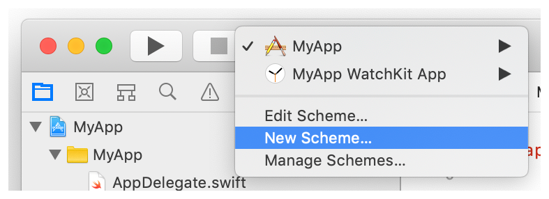 A screenshot showing the New Scheme menu item.