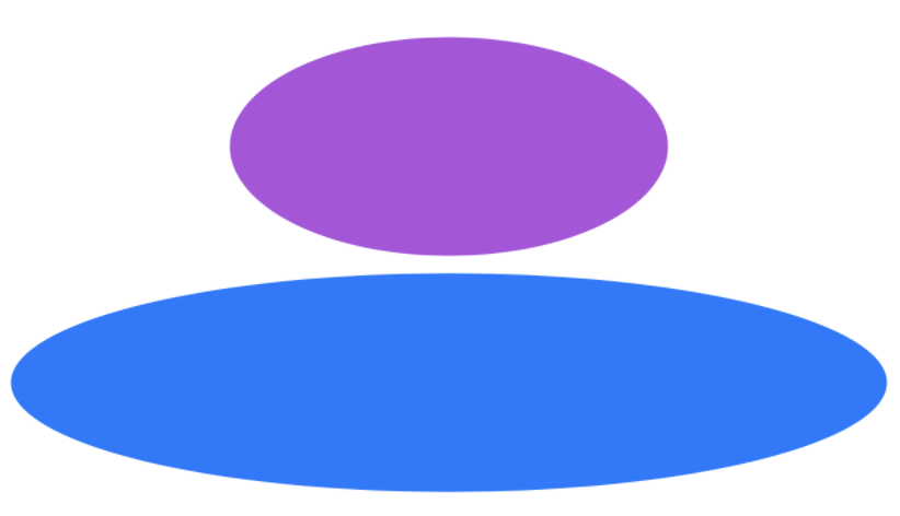 A screenshot showing the effect of frame size options: a purple ellipse shows the effect of a fixed frame size, while a blue ellipse shows the effect of constraining a view in one dimension.