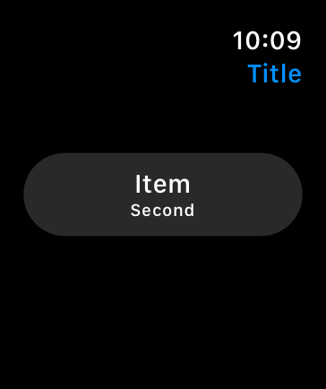 An illustration representing a screen that contains a picker button on Apple Watch. The button’s text denotes that the second item is selected.