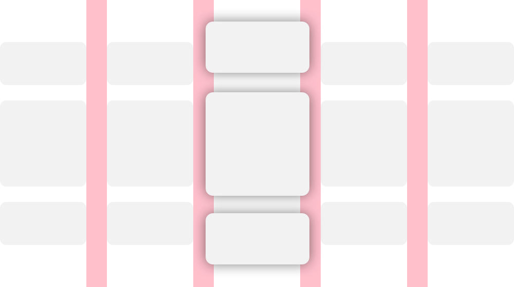 An illustration showing three rows of five equally spaced lockups. In each row, the middle lockup is in focus and slightly larger than the others.