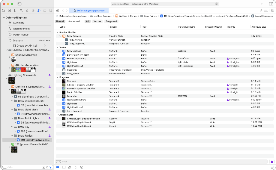 Inspecting the bound resources for a command | Apple Developer ...