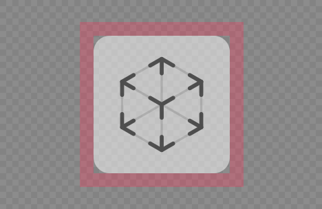 An illustration of the glyph-only AR badge. A frame surrounds the badge to indicate leaving clear space around the badge.